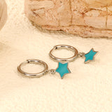 1.5x12.5mm Circle with Blue Star Earrings 8mm