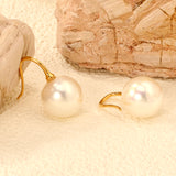 White Pearl Golden Earrings 14mm