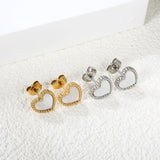 Beaded Edge Heart with White Shell Stud Earrings 10.7*10mm