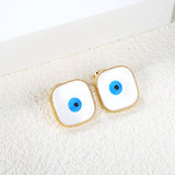 Lace Square with Multi-color Eyelets Multi-color Bottom Oil Drop Earrings 16.5*16.5mm