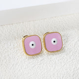 Lace Square with Multi-color Eyelets Multi-color Bottom Oil Drop Earrings 16.5*16.5mm