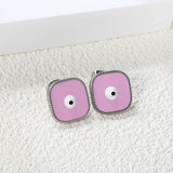 Lace Square with Multi-color Eyelets Multi-color Bottom Oil Drop Earrings 16.5*16.5mm