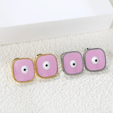 Lace Square with Multi-color Eyelets Multi-color Bottom Oil Drop Earrings 16.5*16.5mm