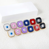 Lace Square with Multi-color Eyelets Multi-color Bottom Oil Drop Earrings 16.5*16.5mm