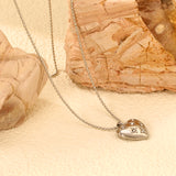 15*16.8mm heart with 6 white diamonds pendant+1.2mm bobble chain necklace 45+5cm