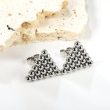 Triangle Steel Bead Earrings 17.8*15.7mm