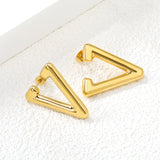 Hollow V-shaped earrings 25*28.5mm gold color