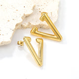 Hollow V-shaped earrings 25*28.5mm gold color