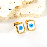 Rectangle with multi-color eyeballs multi-color bottom drop earrings 9*11mm