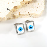 Rectangle with multi-color eyeballs multi-color bottom drop earrings 9*11mm