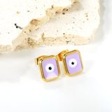 Rectangle with multi-color eyeballs multi-color bottom drop earrings 9*11mm