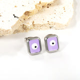 Rectangle with multi-color eyeballs multi-color bottom drop earrings 9*11mm