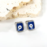 Rectangle with multi-color eyeballs multi-color bottom drop earrings 9*11mm