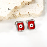 Rectangle with multi-color eyeballs multi-color bottom drop earrings 9*11mm