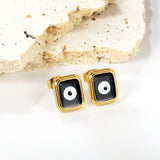 Rectangle with multi-color eyeballs multi-color bottom drop earrings 9*11mm