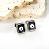 Rectangle with multi-color eyeballs multi-color bottom drop earrings 9*11mm