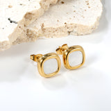 Square with White Shell Earrings 10*10mm