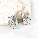 Teardrop Hollow with White Diamonds Earrings 16.2*26mm