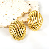 Oval Stripe Earrings 27.5*33.3mm