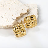 Square Knitted Earrings 21*21mm Gold Color