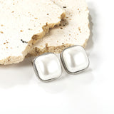 Lace Square with White Pearl Earrings 16.4*16.4mm