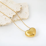 25*19.5mm Heart Hollow Pendant Necklace 44+5cm