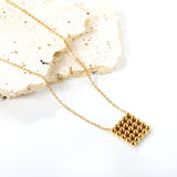 15*15mm square steel bead pendant necklace 45+5cm