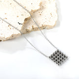 15*15mm square steel bead pendant necklace 45+5cm