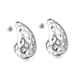 Teardrop Oval Concave Stud Earrings 20*32mm