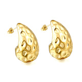 Teardrop Oval Concave Stud Earrings 20*32mm