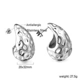 Teardrop Oval Concave Stud Earrings 20*32mm