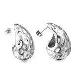 Teardrop Oval Concave Stud Earrings 20*32mm