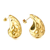 Teardrop Oval Concave Stud Earrings 20*32mm