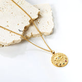 Round Mixed Color Diamonds + Eye Pendant Necklace 40+6cm