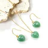 12.6*12.6mm Heart Green Natural Stone Set