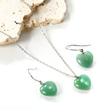 12.6*12.6mm Heart Green Natural Stone Set