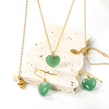 12.6*12.6mm Heart Green Natural Stone Set