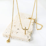 10*15mm cross with white diamond pendant necklace 42+5cm