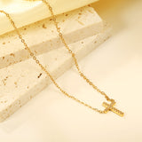 10*15mm cross with white diamond pendant necklace 42+5cm