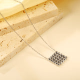 15*15mm square steel bead pendant necklace 45+5cm