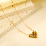 17*14.4mm heart shaped steel bead pendant necklace 45+5cm