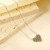 17*14.4mm heart shaped steel bead pendant necklace 45+5cm