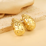 Teardrop Oval Concave Stud Earrings 20*32mm