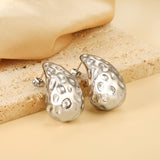 Teardrop Oval Concave Stud Earrings 20*32mm