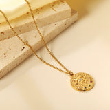 Round Mixed Color Diamonds + Eye Pendant Necklace 40+6cm