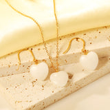 12.6*12.6mm Heart White Natural Stone Set