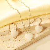 12.6*12.6mm Heart White Natural Stone Set