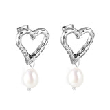 Spring 2024 20*19.7mm Heart Circle Bump with White Pearls 8.4*10.6mm Stud Earrings