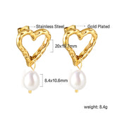 Spring 2024 20*19.7mm Heart Circle Bump with White Pearls 8.4*10.6mm Stud Earrings