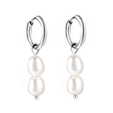 Spring 2024 2x14mm circle with two white pearls 7*8.5mm earrings